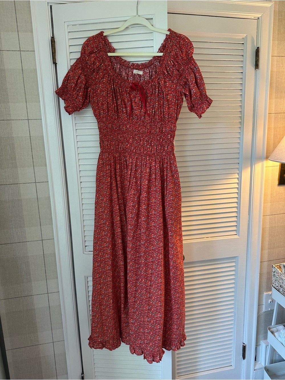 Christy Dawn Red Floral Smocked Dress